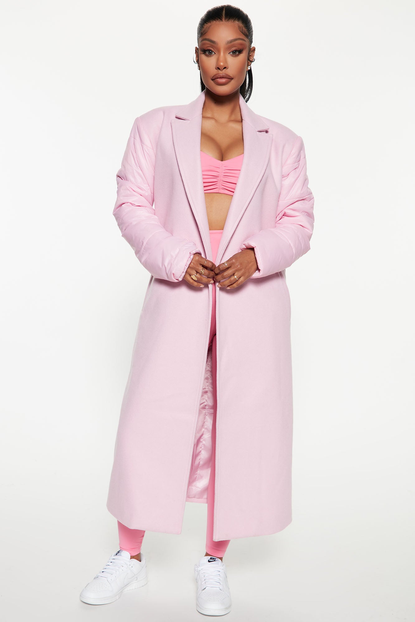 Long pink duster store coat