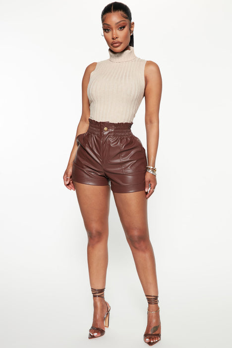 Leather shorts fashion store nova