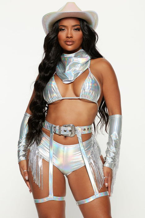 Space Cowgirl 5 Piece Costume Set Silver