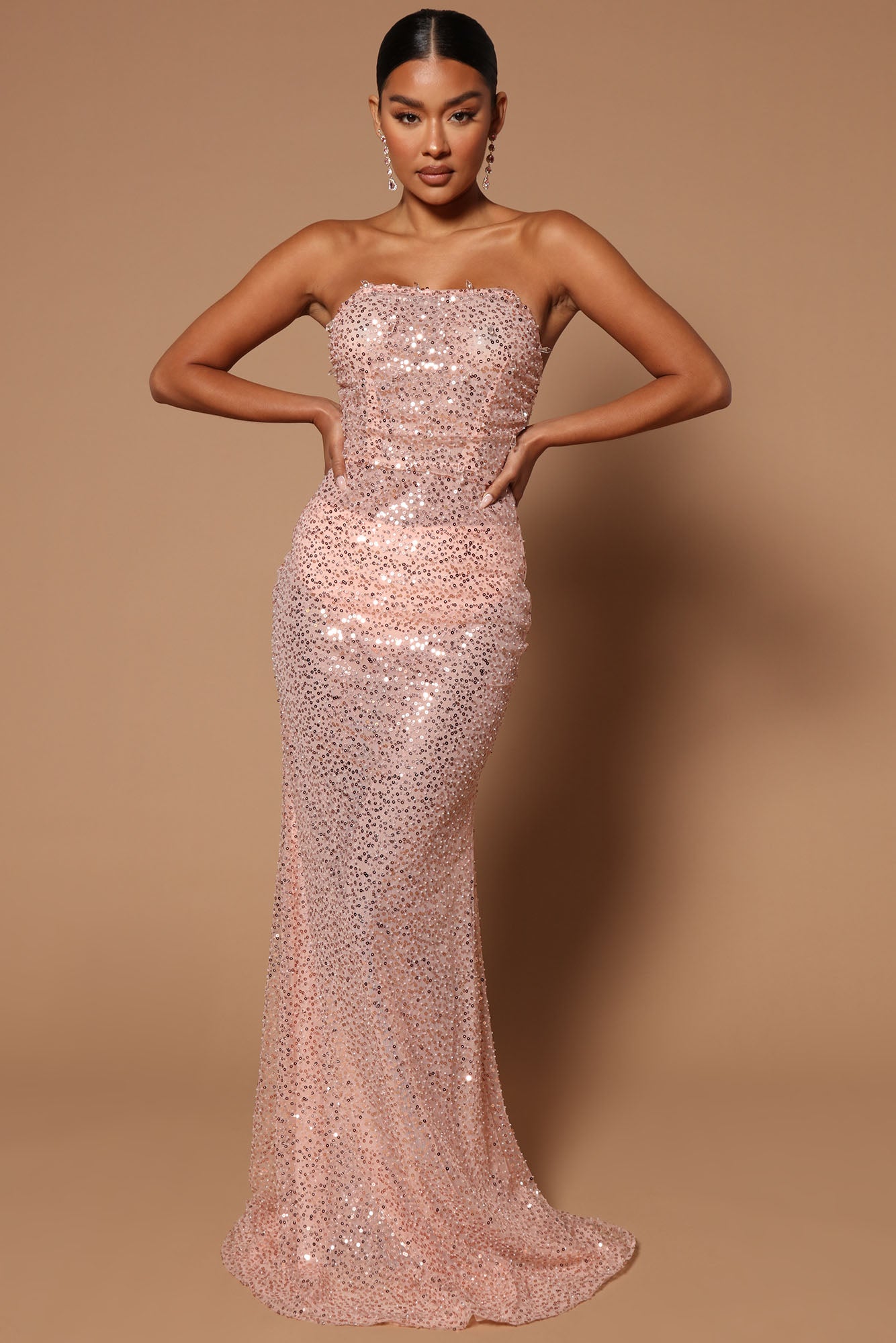 Sequin and mesh maxi dress Clearance