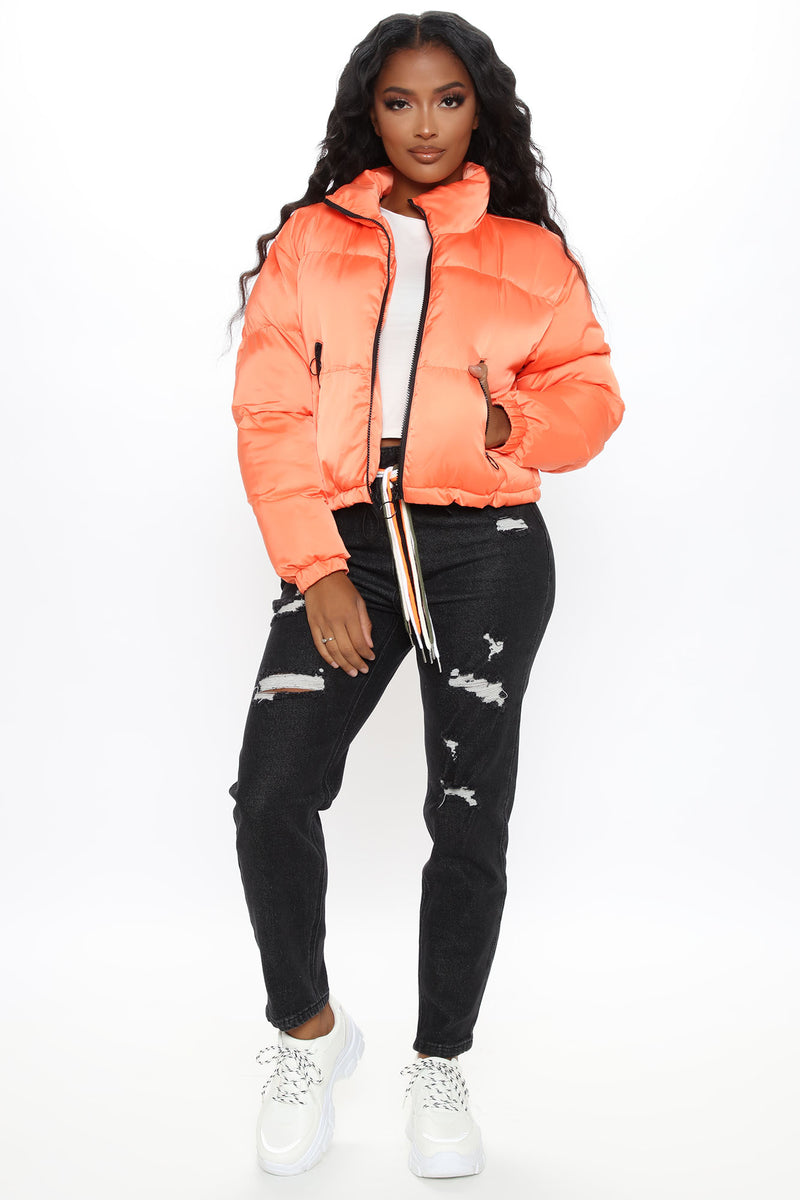 Making A Statement Crop Puffer Jacket - Orange | Fashion Nova, Jackets ...