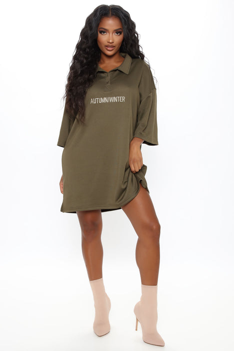 One For Two T Shirt Dress Olive Fashion Nova Dresses