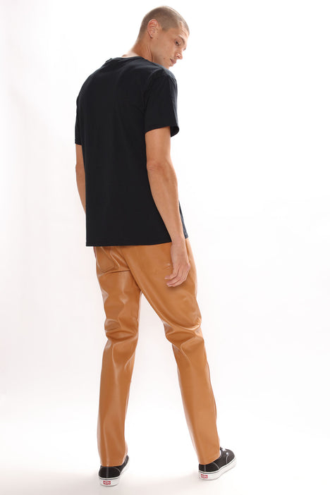 Rockstar Faux Leather Pants - Brown, Fashion Nova, Mens Pants