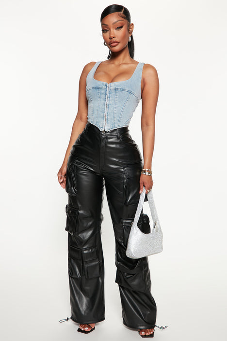 Leather on sale imitation pants