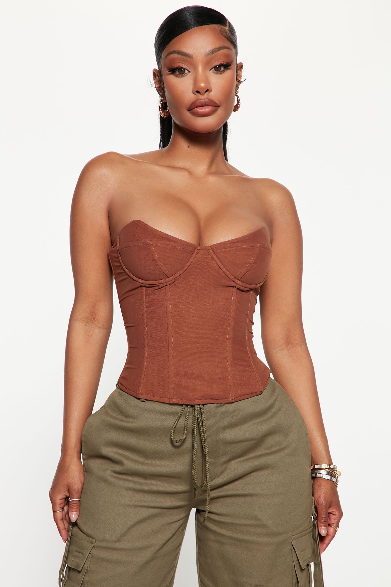 Endless Love Mesh Corset Top - Taupe