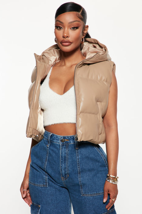 Taupe puffer vest hotsell