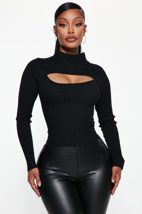 Black cut shop out turtleneck