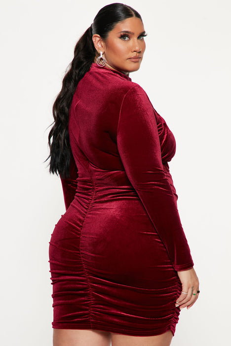 Burgundy velvet dress fashion shop nova