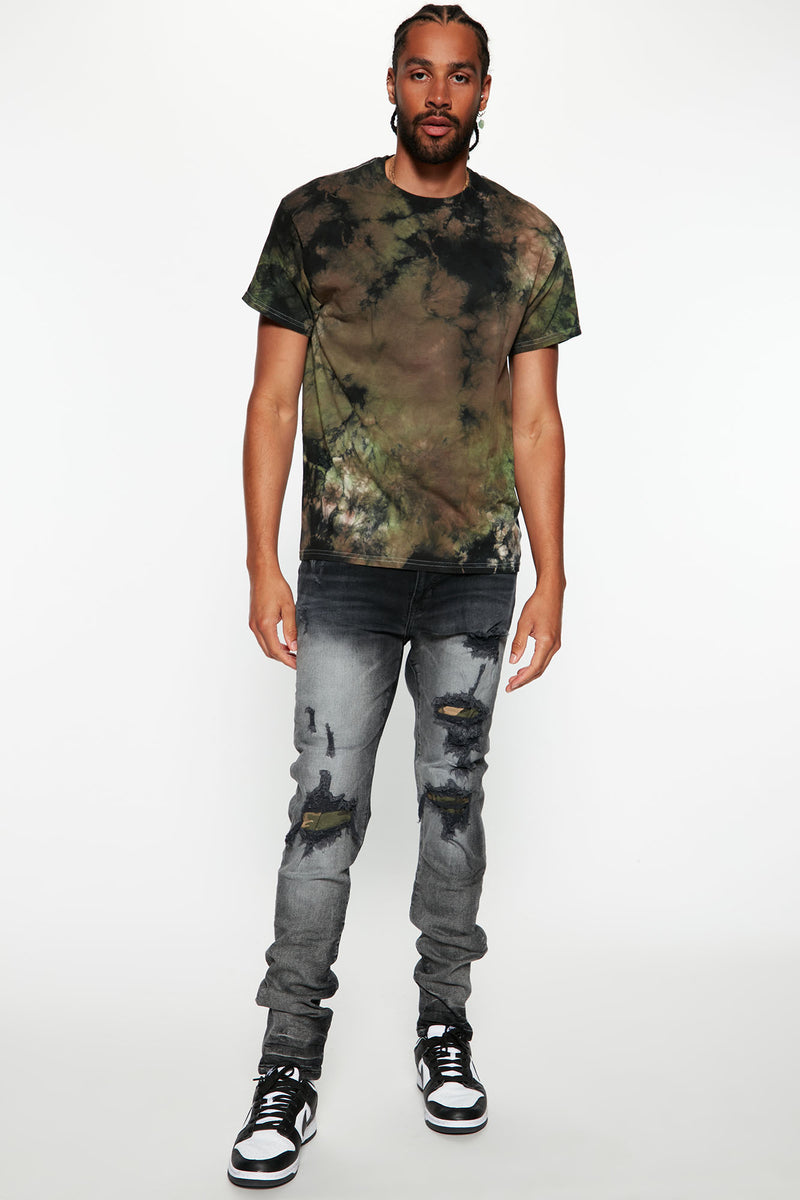 Ripped And Repair With Camo Stacked Skinny Jeans - Black Wash | Fashion ...