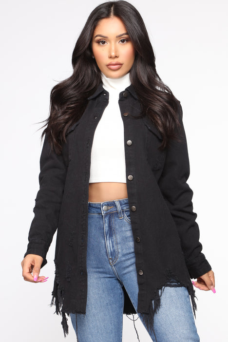 Never Fray Never Distressed Denim Shirt Black