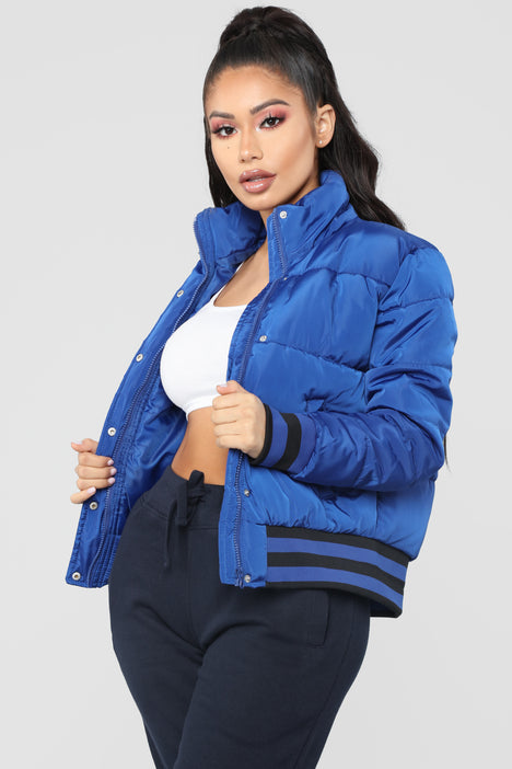 Royal blue padded jacket on sale