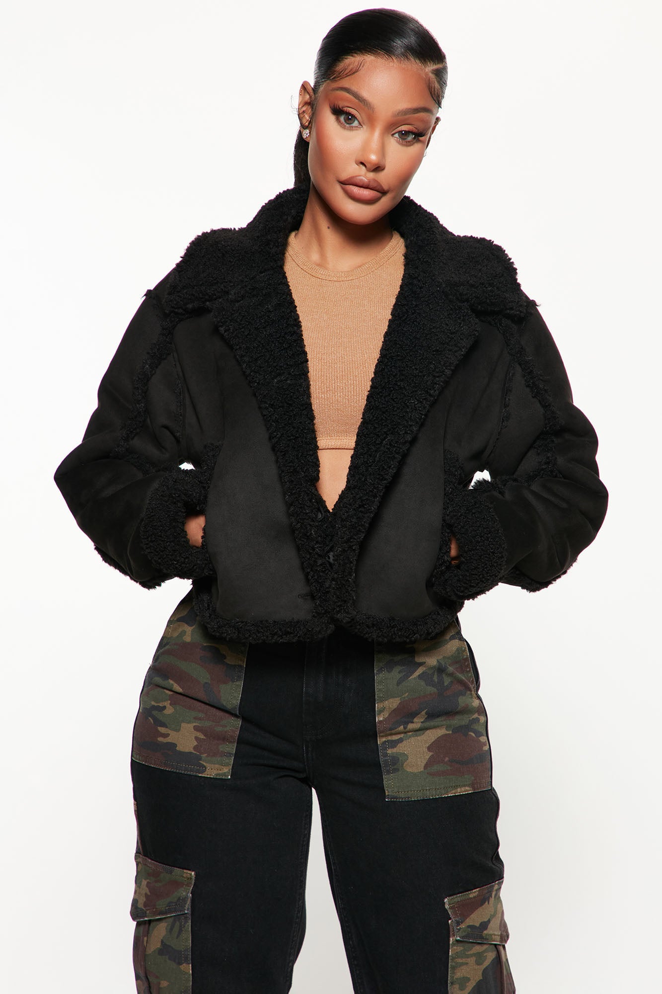 Black faux new arrivals suede coat