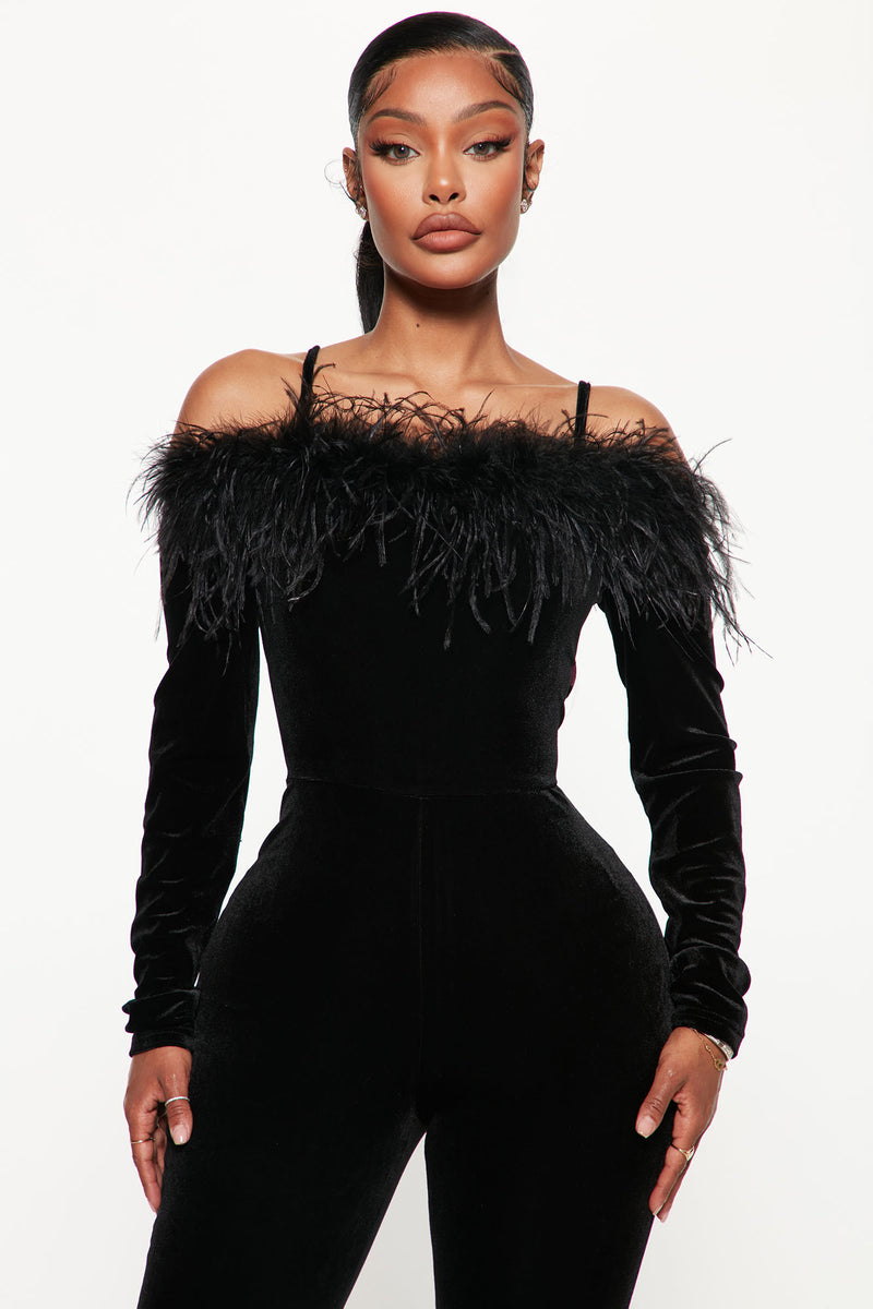 Silvia Off Shoulder Velvet Jumpsuit - Black | Fashion Nova, Jumpsuits ...