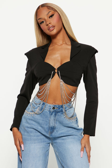 Cut front crop hoodie fashion top nova