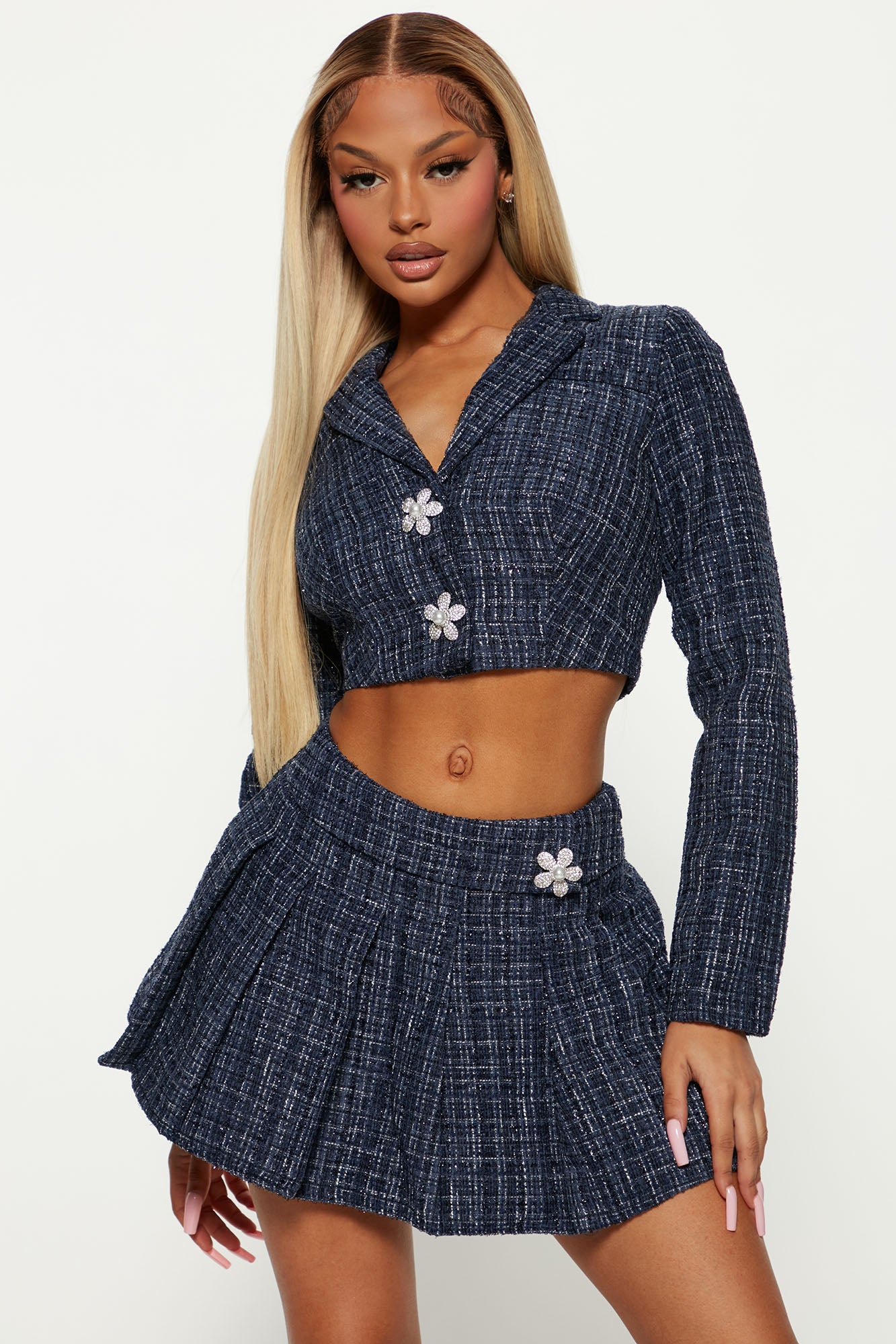 Tweed skirt set fashion top nova