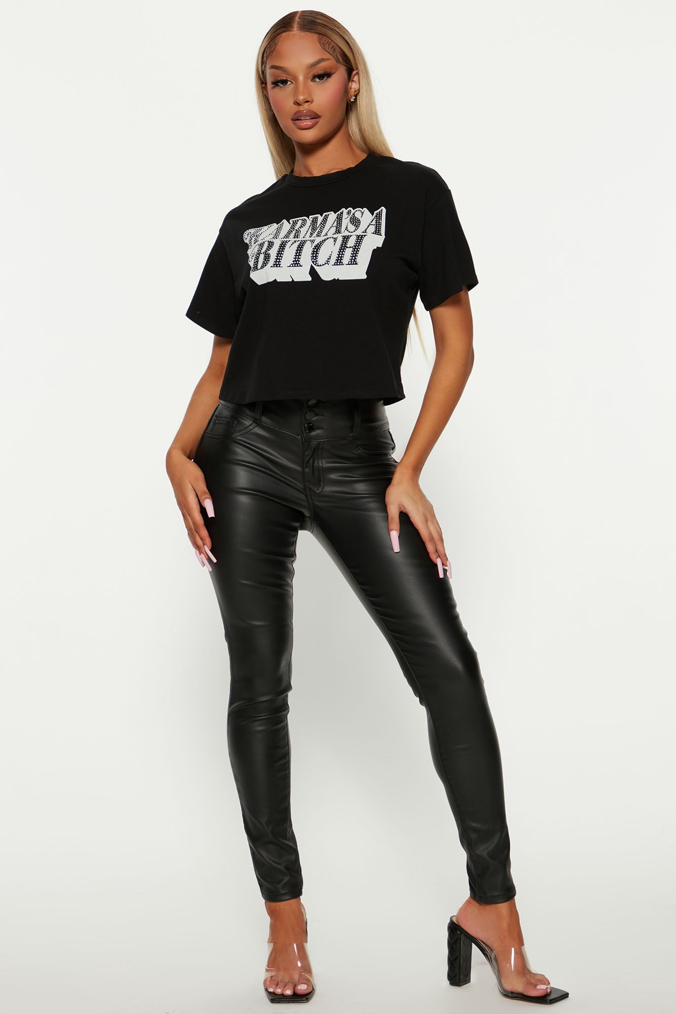 Fashion nova black outlet leather pants