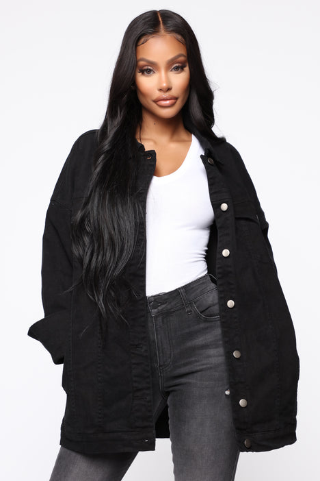 Fashion nova sales black jean jacket