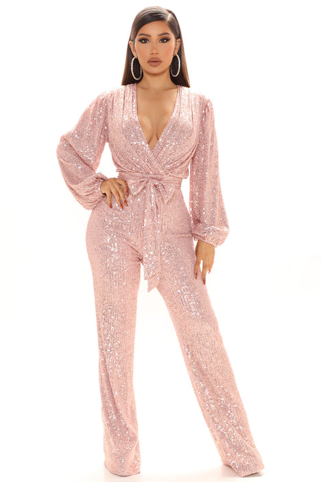 Can t Hide The Shine Sequin Jumpsuit Pink Fashion Nova 41 OFF