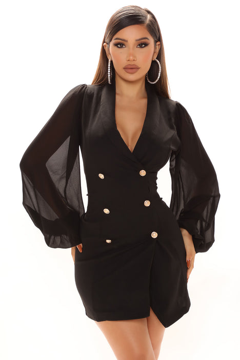 Fashion nova blazer dress sale black