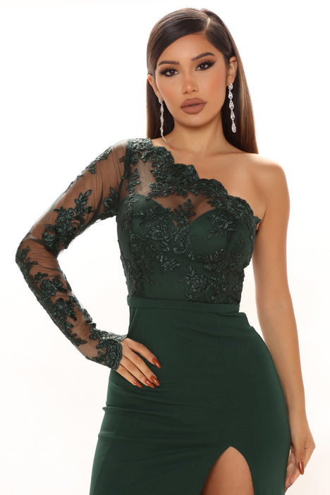 Emerald green sale lace dress