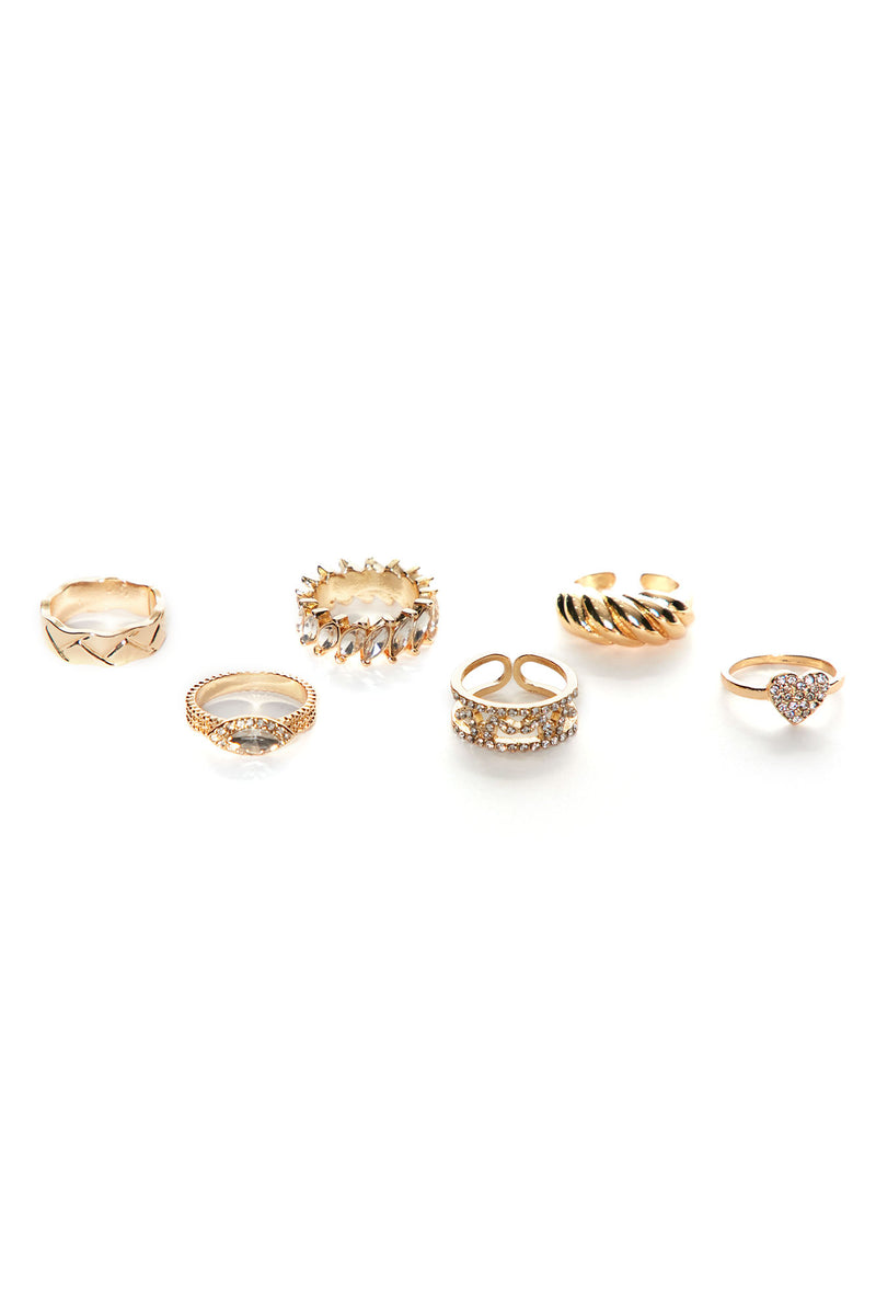 Side By Side 6 Piece Ring Set - Gold | Fashion Nova, Jewelry | Fashion Nova