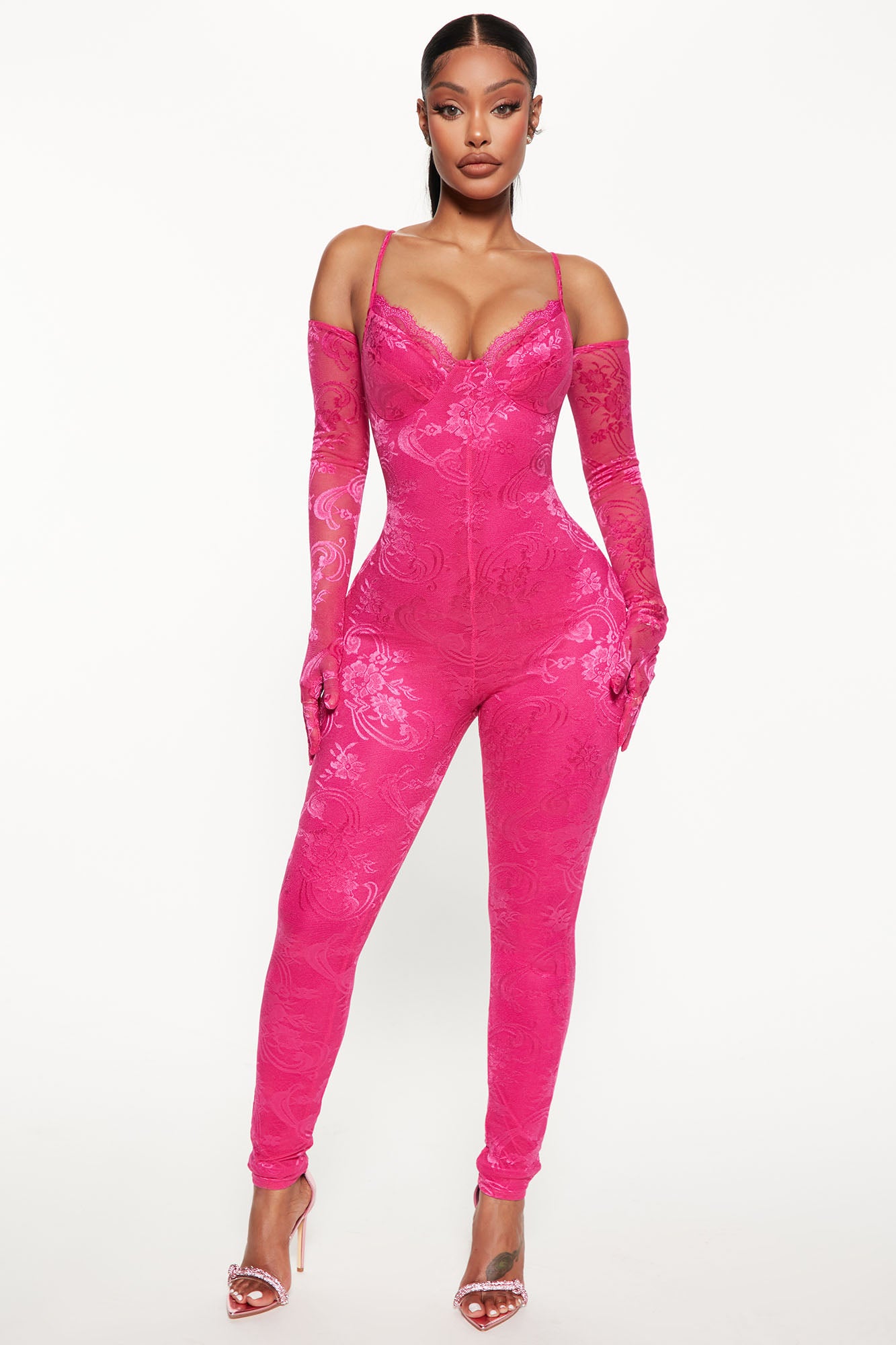 Lily Lace Jumpsuit Set - Pink, Fashion Nova, Jumpsuits