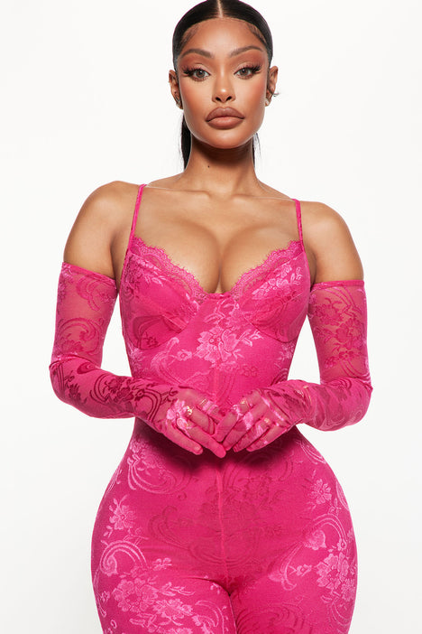 Glamorous lace back strappy smock jumpsuit in pink floral