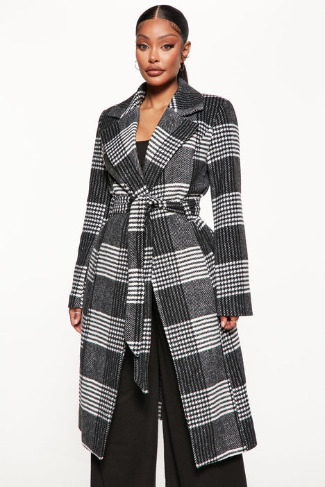 Black and white deals plaid peacoat
