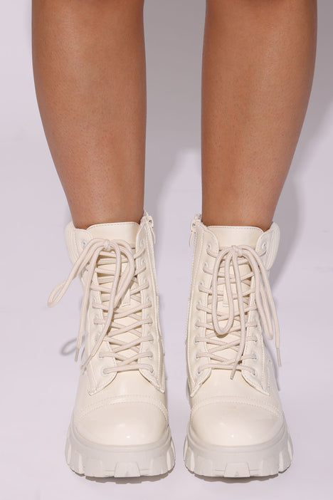 Change Your Plans Combat Boots Cream