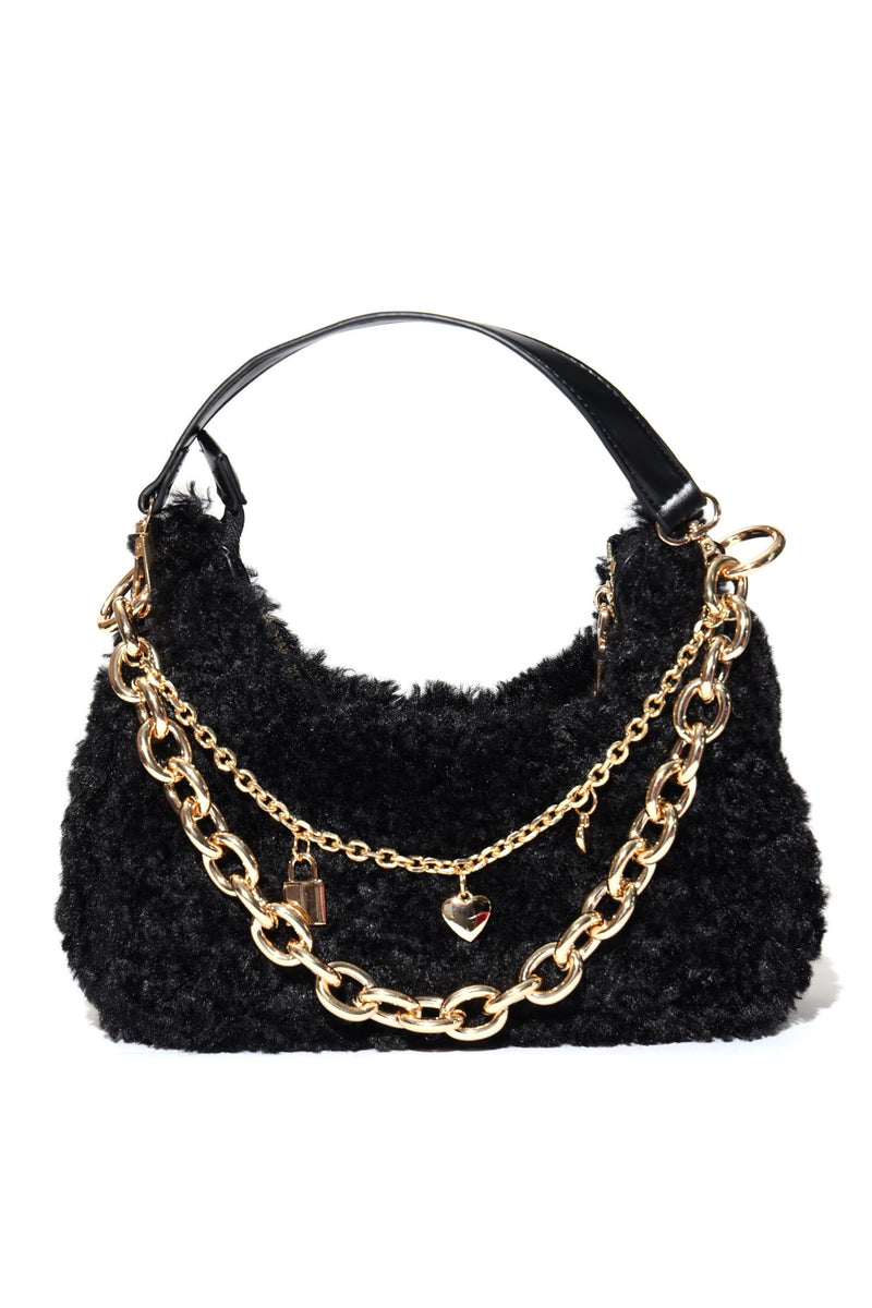 Cute And Fuzzy Shoulder Bag - Black | Fashion Nova, Handbags | Fashion Nova