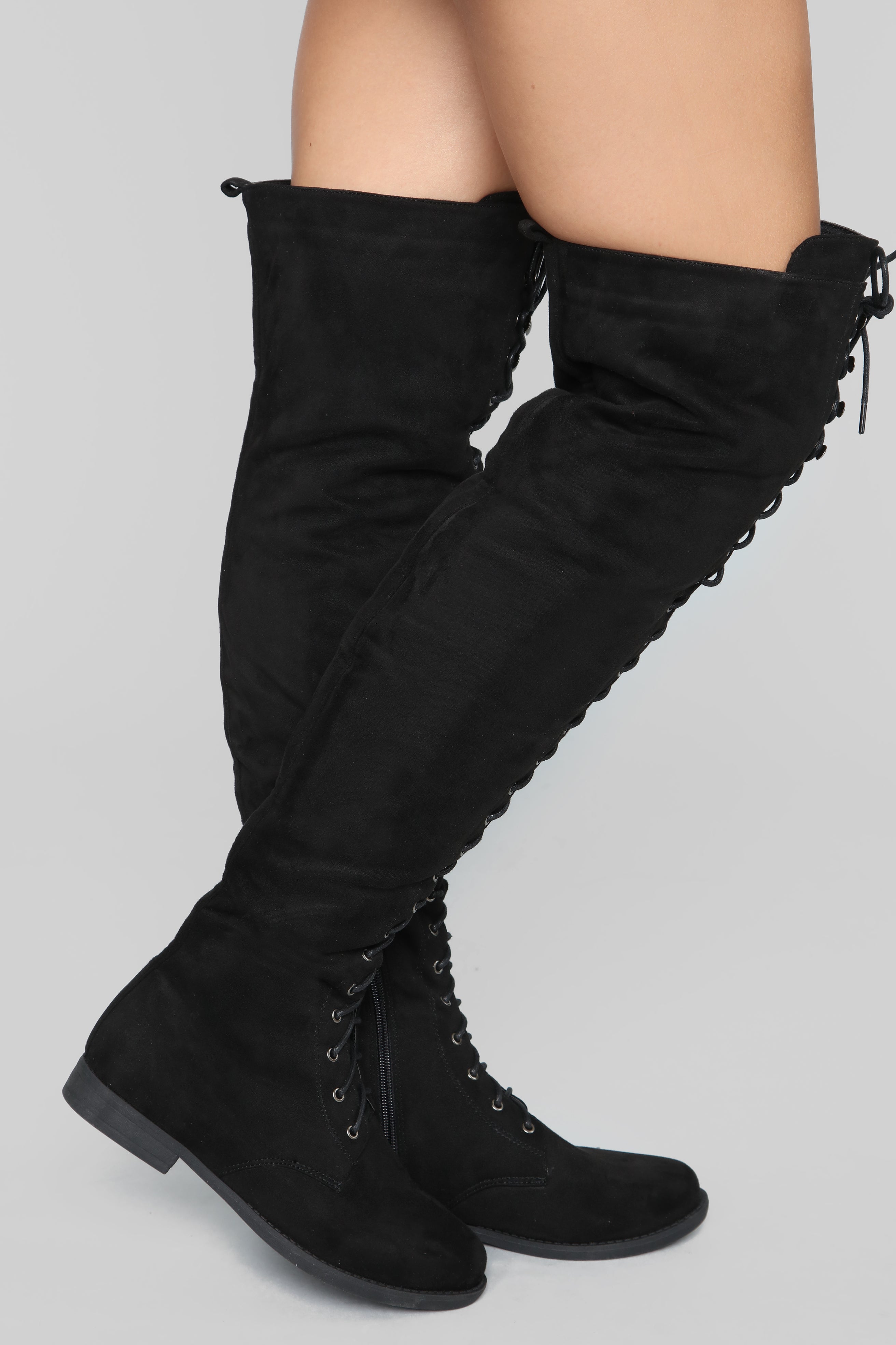 Tall flat leather boots top