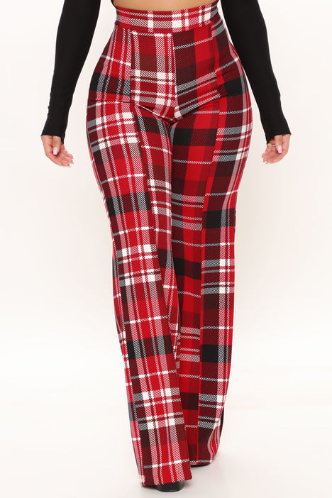 Red plaid pants fashion nova cheap