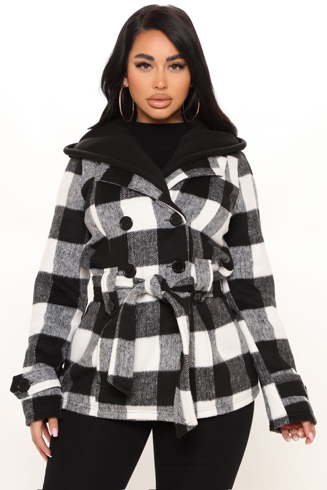 Black white plaid sales jacket