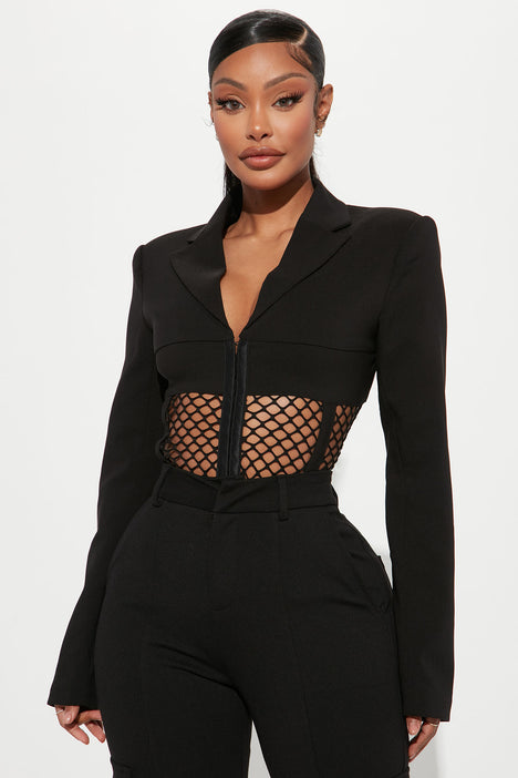 Doing The Most Blazer Bodysuit Black