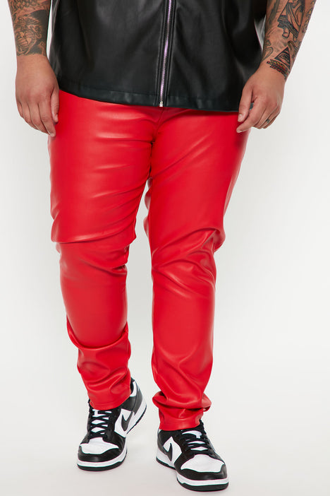 Your Favorite Faux Leather Skinny Pants Red Fashion Nova Mens