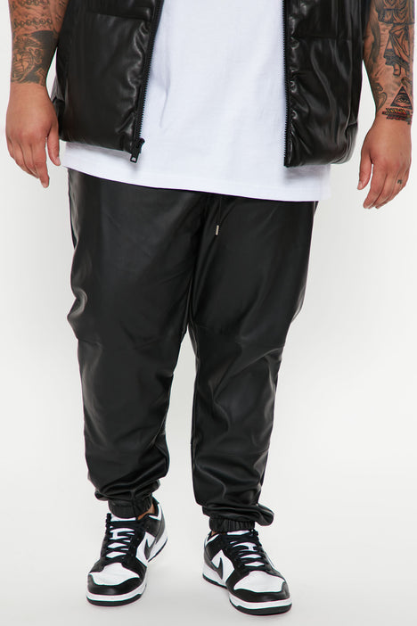 Essential Faux Leather Jogger Black Fashion Nova Mens Pants