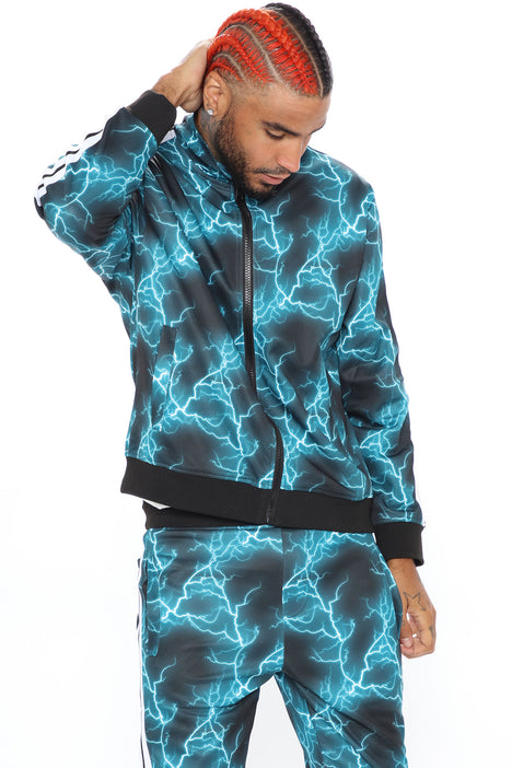 Lightning Strike Track Jacket Black White