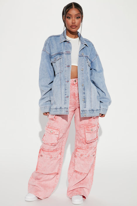 No love denim light wash top