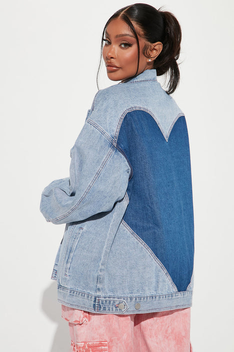 Oversized denim online jacket fashion nova