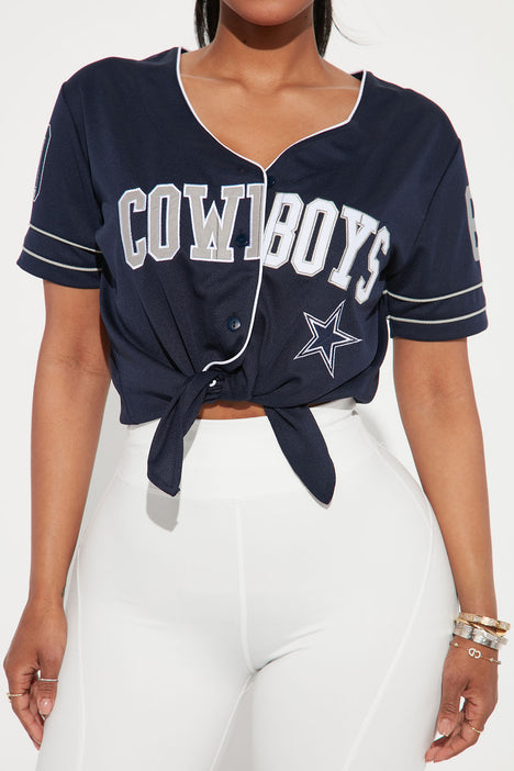 Dallas Cowboys Tie Front Top Navy Fashion Nova Screens Tops