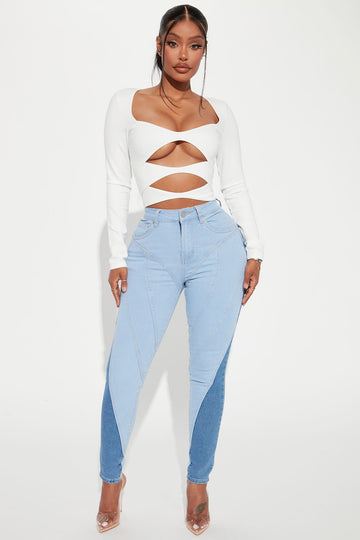 White jean jacket fashion nova on sale