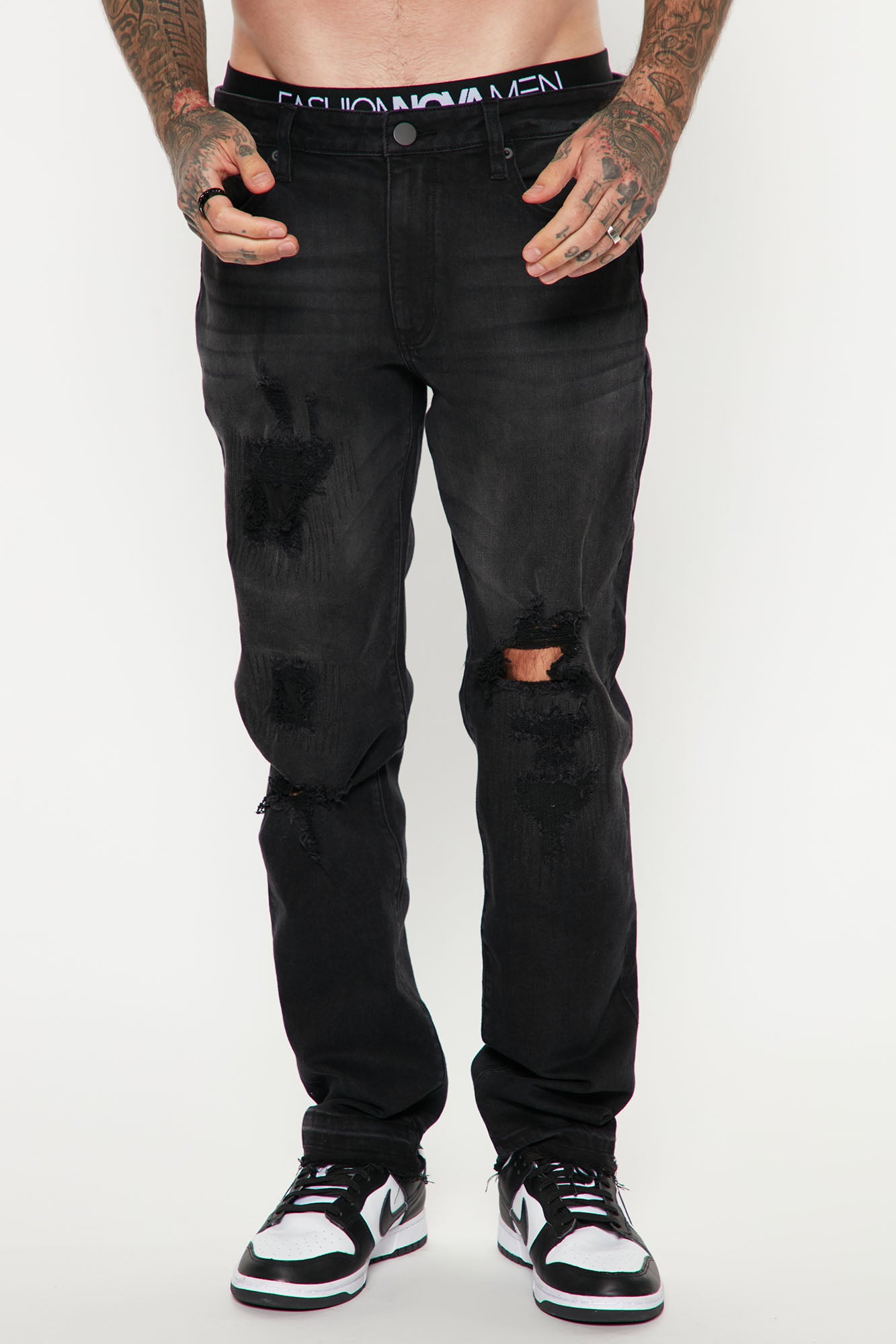 Washed black hotsell ripped jeans mens
