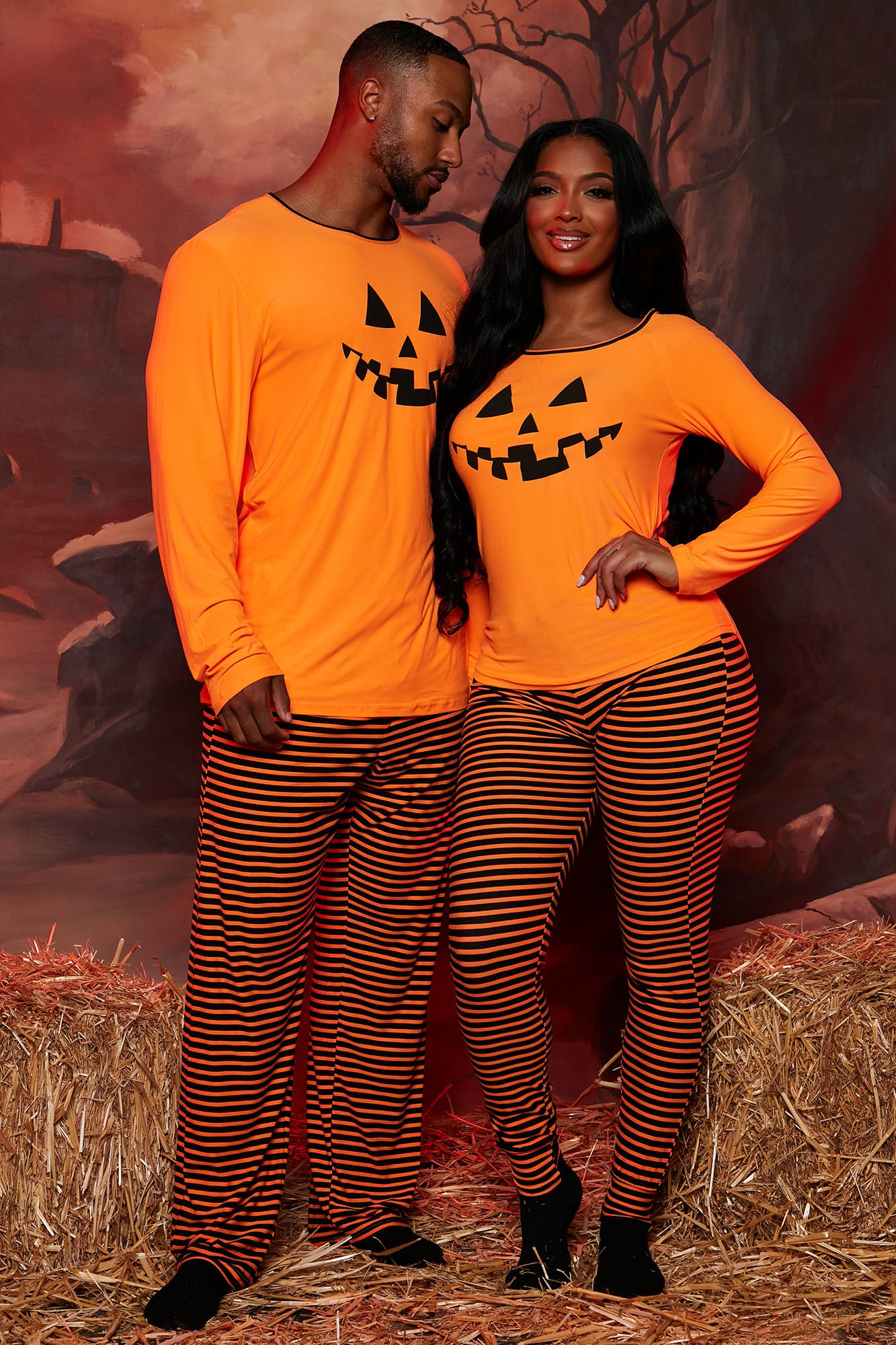 Pumptastic Pumpkin Halloween PJ Set - Black/Orange