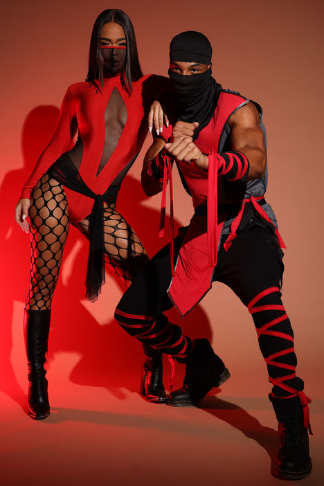 Silent Killer Ninja 4 Piece Costume Set - Red/Black