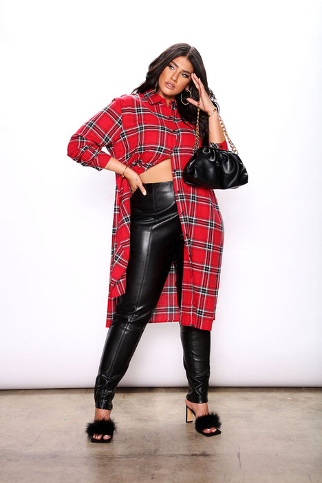 Self Love Maxi Plaid Top Red Combo