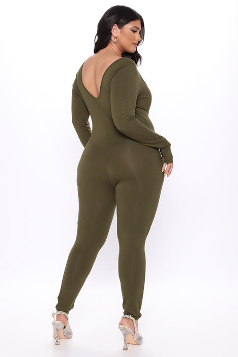 Nova Season Long Sleeve Jumpsuit Olive Fashion Nova Jumpsuits