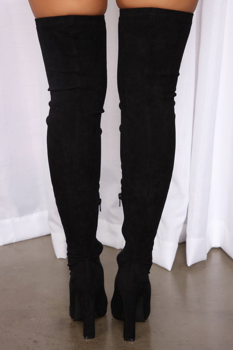 Places To Be Over The Knee Boots Black Fashion Nova Shoes