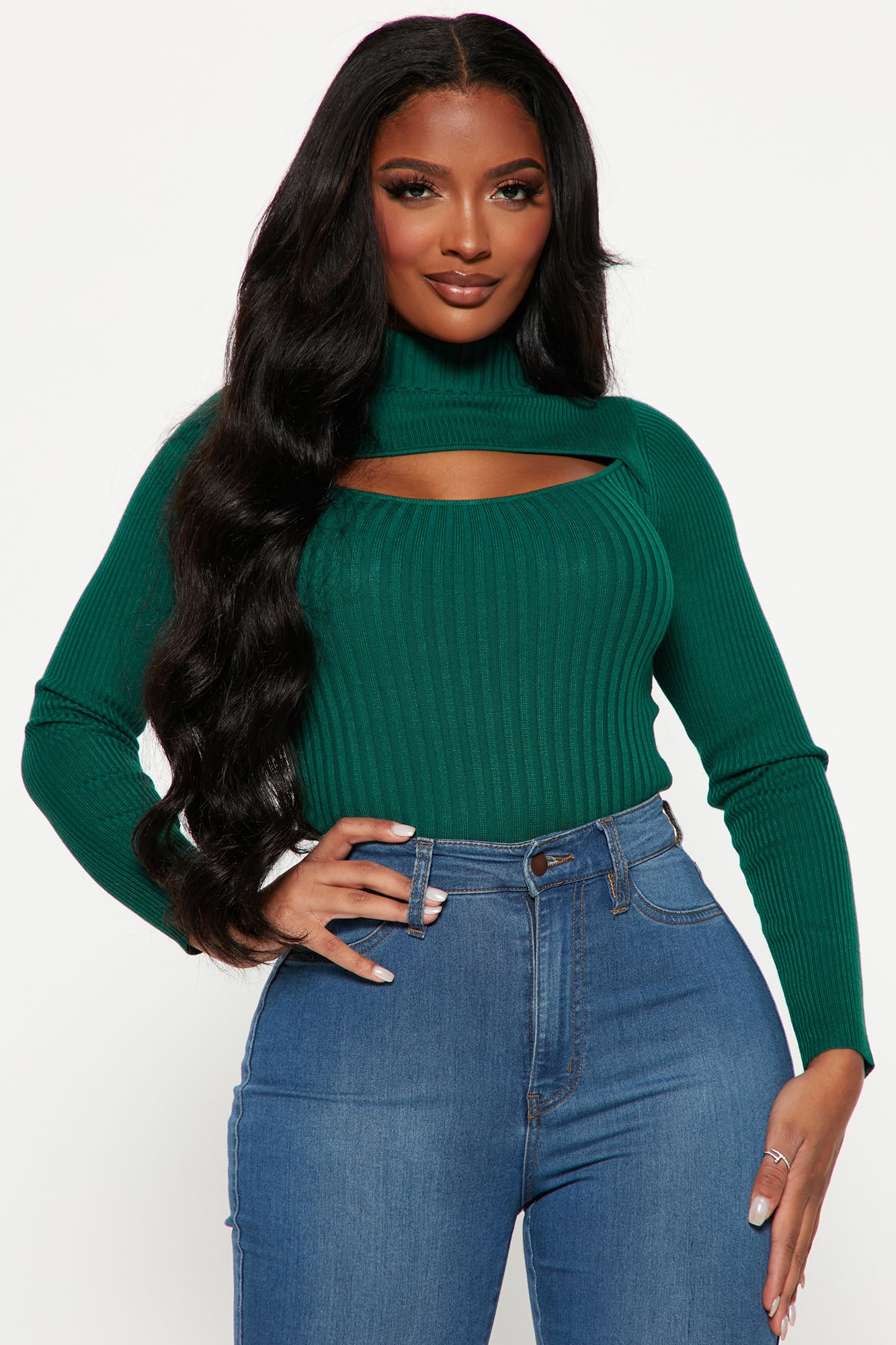 Cut out turtleneck top top