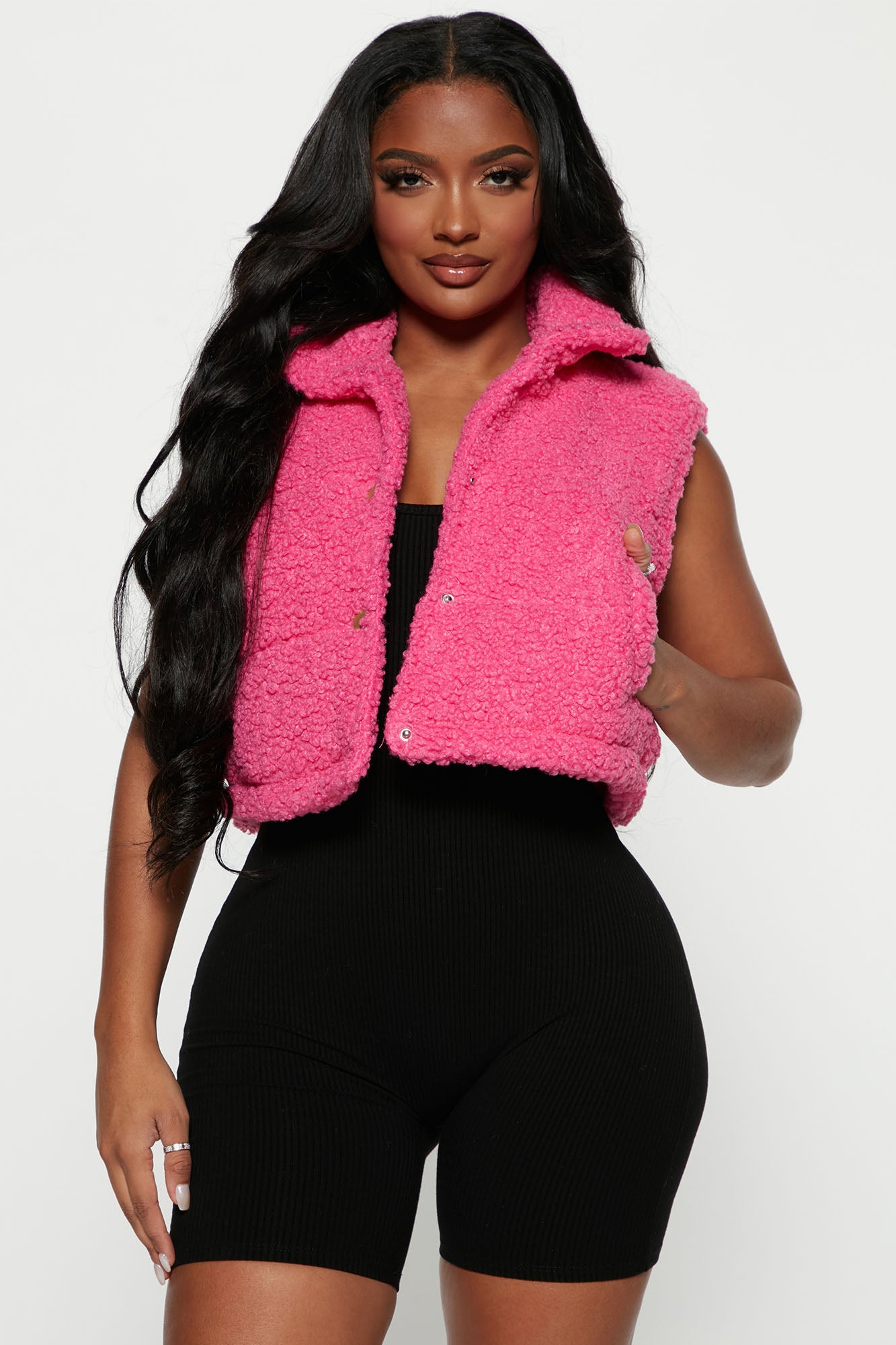 Forever A Vibe Sherpa Vest Hot Pink Fashion Nova Jackets