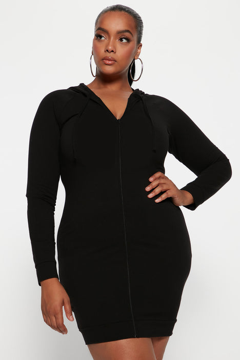 Look At Me Hooded Mini Dress Black Fashion Nova Dresses